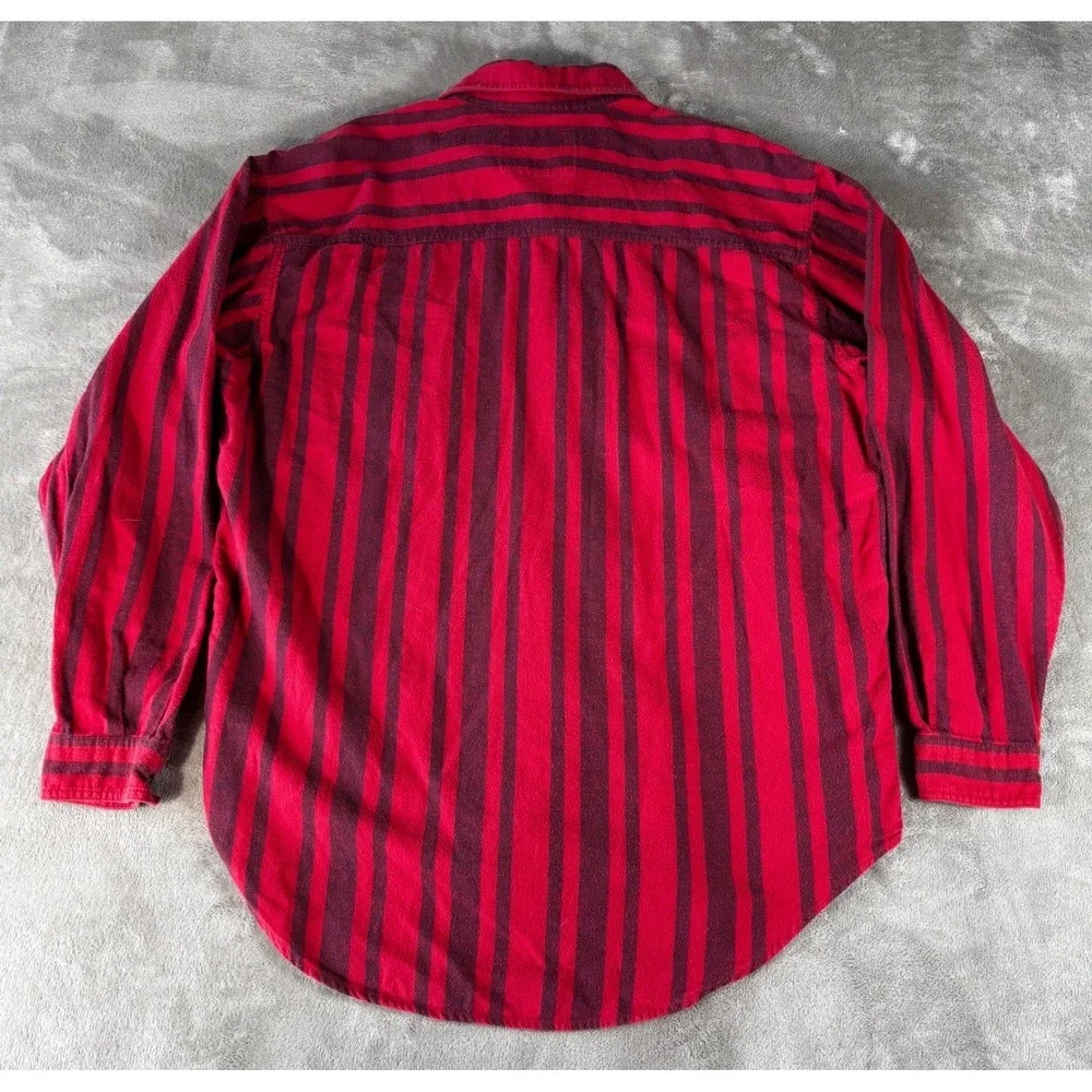 VTG Levi's Heavy Flannel Shirt Mens Large Red Burgundy Striped grunge workwear